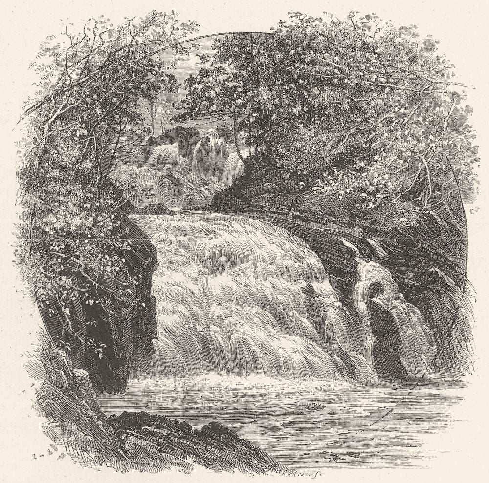 WALES. The Swallow Falls 1901 old antique vintage print picture